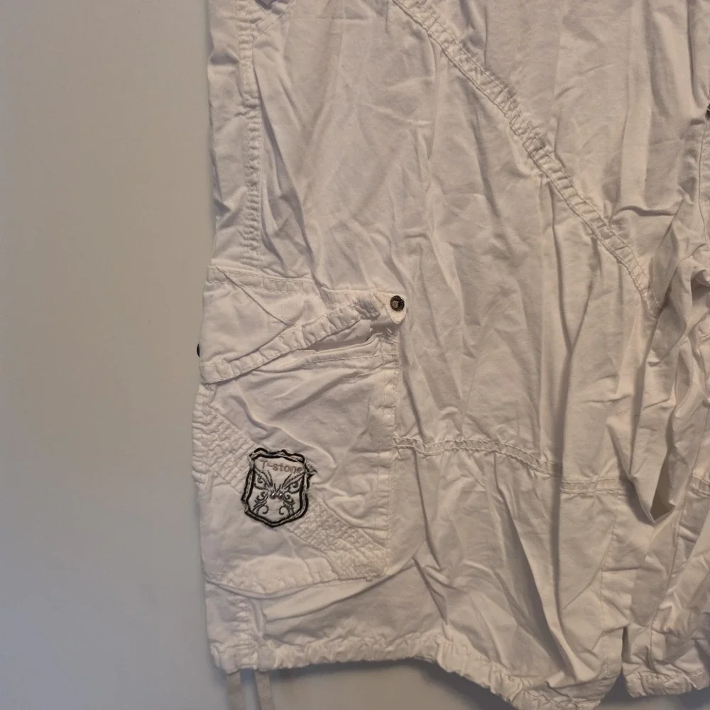 Vintage Stone Touch Cargo Shorts Skater Baggy Combat White Grunge Long 40 NWT